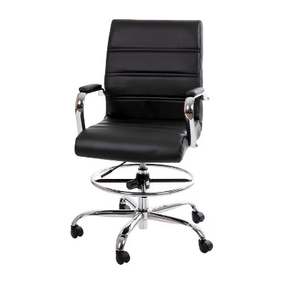 Emma And Oliver Mid-Back LeatherSoft Drafting Chair With Adjustable Foot Ring And Chrome Base 14 Emma And Oliver Mid-Back LeatherSoft Drafting Chair With Adjustable Foot Ring And Chrome Base - Image 12