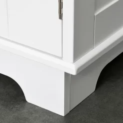 HOMCOM 67" Modern Buffet With Hutch, Louvered Kitchen Pantry Microwave Cabinet With Framed Glass Doors And 2 Drawers, White -Baxton Studio Store GUEST 7aa0a79c d9cd 45a4 acd2 e65efed659ad