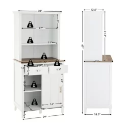 Costway Freestanding Kitchen Pantry Storage Cabinet Buffet W/Hutch Sliding Door & Drawer -Baxton Studio Store GUEST 7ad5d608 4c0a 4136 8047 624d4a9d2c3f