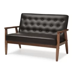 Sorrento Mid-Century Retro Modern Faux Leather Upholstered Wooden 2 Seater Loveseat - Baxton Studio 11 Sorrento Mid-Century Retro Modern Faux Leather Upholstered Wooden 2 Seater Loveseat - Baxton Studio -Baxton Studio Store GUEST 7b165166 8cee 4791 a4ed 8b3d0e0911b3