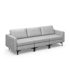 Costway Modern Modular 3-Seat Sofa Couch W/ Side Storage Pocket & Metal Leg -Baxton Studio Store GUEST 7b5c300d d6e6 4e9f a80e 8a33a6d4dd22