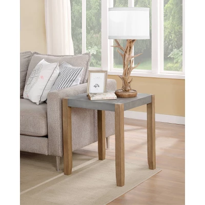 21" Davenport Faux Concrete And Wood End Table Light Amber - Alaterre Furniture 4 21" Davenport Faux Concrete And Wood End Table Light Amber - Alaterre Furniture - Image 2
