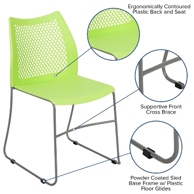 Flash Furniture HERCULES Series 661 Lb. Capacity Stack Chair With Air-Vent Back And Powder Coated Sled Base 6 Flash Furniture HERCULES Series 661 Lb. Capacity Stack Chair With Air-Vent Back And Powder Coated Sled Base - Image 4
