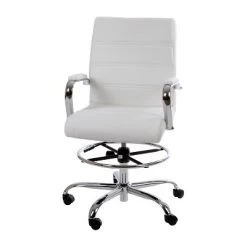 Emma And Oliver Mid-Back LeatherSoft Drafting Chair With Adjustable Foot Ring And Chrome Base 27 Emma And Oliver Mid-Back LeatherSoft Drafting Chair With Adjustable Foot Ring And Chrome Base -Baxton Studio Store GUEST 7ccab544 af09 49c3 82c2 e64ac86c7c8f
