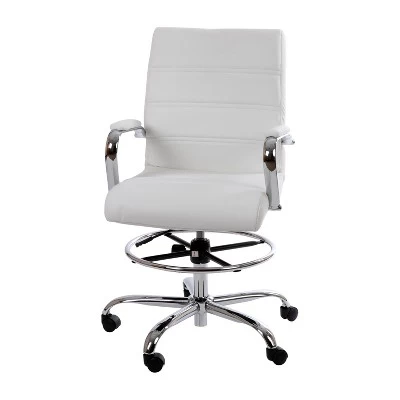 Emma And Oliver Mid-Back LeatherSoft Drafting Chair With Adjustable Foot Ring And Chrome Base 15 Emma And Oliver Mid-Back LeatherSoft Drafting Chair With Adjustable Foot Ring And Chrome Base - Image 13