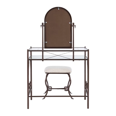 Clarisse Metal Vanity Set Brown - Linon 7 Clarisse Metal Vanity Set Brown - Linon - Image 5
