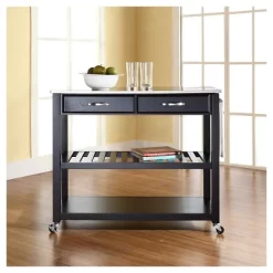 Stainless Steel Top Kitchen Cart/Island With Optional Stool Storage - Crosley -Baxton Studio Store GUEST 7df01db0 470d 4e88 87cb 38cece5cff85