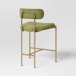 Orion Luxe Backed Counter Height Barstool With Brass Legs Olive Green Velvet - Threshold™ -Baxton Studio Store GUEST 7e783766 9223 4da7 9627 10de0ab7294f