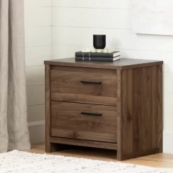 Tao 2 Drawer Nightstand Natural Walnut - South Shore