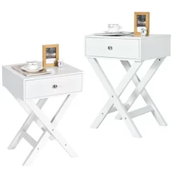 Costway Set Of 2 X-Shaped Nightstand Side End Table Bedside Table W/ Drawer -Baxton Studio Store GUEST 7f0179e8 28af 47e5 96d2 a5915bca9b12