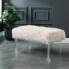 42" Korbin Faux Fur Like Glam Bench Pink - HOMES: Inside + Out