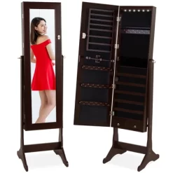 Best Choice Products 6-Tier Standing Mirror Lockable Storage Organizer Cabinet Armoire W/ LED Lights -Baxton Studio Store GUEST 7f8c74f3 fec7 48e3 8ab4 12ff3453bf6c