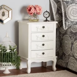 Callen Wood 4 Drawer Nightstand White - Baxton Studio