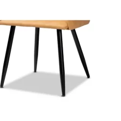 2pc Eris Tan Leather Upholstered And Metal Dining Chairs Black/Tan - Baxton Studio -Baxton Studio Store GUEST 7fcc1373 39e9 4a06 9223 8b4089b5502d