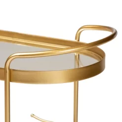 Kamal Glam Brushed Metal And Mirrored Glass 2 Tier Mobile Wine Bar Cart Gold - Baxton Studio -Baxton Studio Store GUEST 7fdb4788 9cc6 44ae 9d85 7ff4ff08d113
