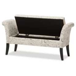 Avignon Script - Patterned French Laundry Fabric Storage Ottoman Bench - Baxton Studio -Baxton Studio Store GUEST 80f3b3fa d381 4912 a325 e57401fccb04