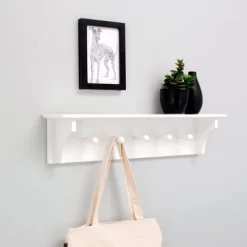 Foster Wall Shelf With Pegs - White -Baxton Studio Store GUEST 80faf343 5411 4ecd b3e0 c4c926e201f4