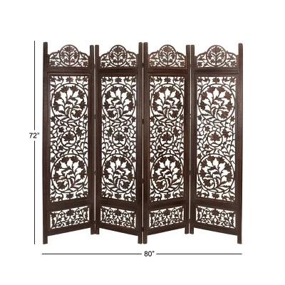 Traditional Wood Irregular Room Divider Screen Brown - Olivia & May 10 Traditional Wood Irregular Room Divider Screen Brown - Olivia & May - Image 8