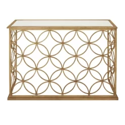 Rectangular Traditional Modern Metal Console Table Gold - Olivia & May