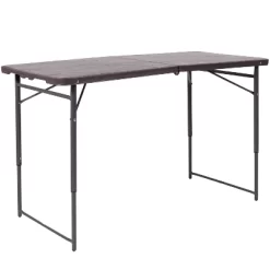 Emma And Oliver 4-Foot Height Adjustable Bi-Fold Dark Gray Plastic Folding Table With Handle -Baxton Studio Store GUEST 838a87a5 de88 49f6 ab03 6a29a6ef5324