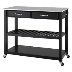 Stainless Steel Top Kitchen Cart/Island With Optional Stool Storage - Crosley -Baxton Studio Store GUEST 83c0cd85 f6c2 4f96 bdb6 f2bc6236989f
