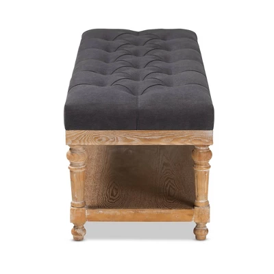 Linda Linen Fabric Upholstered Washed Wood Storage Bench - Baxton Studio 4 Linda Linen Fabric Upholstered Washed Wood Storage Bench - Baxton Studio - Image 2