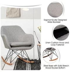 Costway Rocking Chair Fabric Rocker Upholstered Single Sofa Chair Accent Armchair Grey 16 Costway Rocking Chair Fabric Rocker Upholstered Single Sofa Chair Accent Armchair Grey -Baxton Studio Store GUEST 869ac694 16ea 4fd3 8763 1d930d98465c