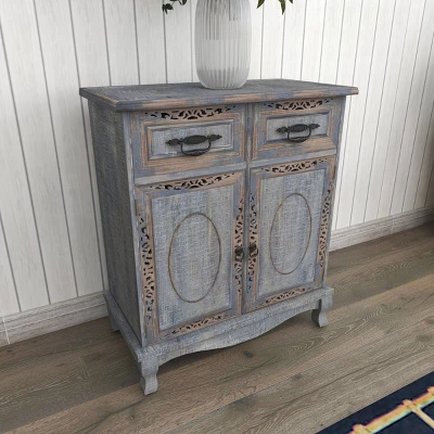 Vintage Wood Cabinet Gray - Olivia & May 9 Vintage Wood Cabinet Gray - Olivia & May - Image 7