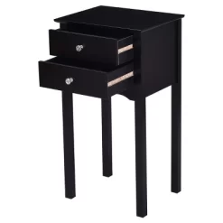 Costway 2 PCS Side Table End Accent Table Night Stand W/ 2 Drawers Black -Baxton Studio Store GUEST 87cd99dd 1693 4375 8a57 4bad5889740d
