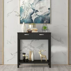 Costway Accent Console Table Entryway Sofa Foyer Table Storage Shelf W/2 Drawers -Baxton Studio Store GUEST 87fab9ab facc 4166 a261 8d7793c8b432
