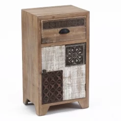 LuxenHome Wood Farmhouse 1-Drawer 1-Door Side Table With Storage. -Baxton Studio Store GUEST 8977d67b ed81 4630 8c6c 92a75405d55f