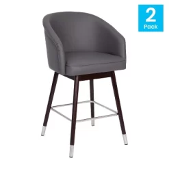 Flash Furniture Margo Commercial Grade Mid-Back Modern Barstool With Beechwood Legs And Curved Back - Set Of 2 -Baxton Studio Store GUEST 89a8a656 56ce 4225 b42c a1320f99957d