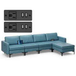 Costway Modular L-shaped Sectional Sofa W/ Reversible Chaise & 4 USB Ports -Baxton Studio Store GUEST 8a994d09 0029 4ef5 928e 8f0bcd80773d