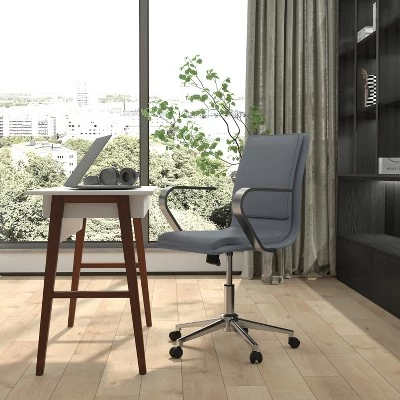 Emma And Oliver Modern Upholstered Mid-Back Home Office Chair With Arms And 5 Star Base 3 Emma And Oliver Modern Upholstered Mid-Back Home Office Chair With Arms And 5 Star Base