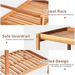 Costway 2-Tier Acacia Rolling Kitchen Trolley Cart Dining Serving Cart Outdoor W/ Wheels -Baxton Studio Store GUEST 8ba0cbac d035 43c4 a48c e77a1971a9f3