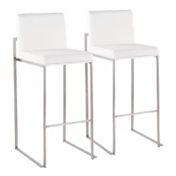 Set Of 2 Fuji High Back Stainless Steel/Velvet Barstools - LumiSource -Baxton Studio Store GUEST 8bcada01 18df 4006 8866 1e6cd60bd307