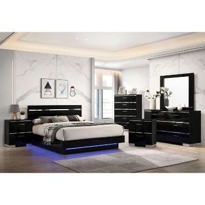 6pc Cavatao Bedroom Set With Led Light - MiBasics 3 6pc Cavatao Bedroom Set With Led Light - MiBasics