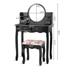 Costway Makeup Vanity Table Drawers Oval Dressing Table Kids Gift