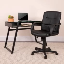 Mid-Back LeatherSoft Swivel Task Office Chair With Arms Black - Flash Furniture -Baxton Studio Store GUEST 90016c06 5e51 461d 94ce 5210dc431689