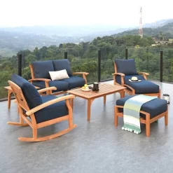 Caterina Teak Patio Rocking Chair With Cushion - Cambridge Casual -Baxton Studio Store GUEST 90ba7b13 d668 4aab a081 9ac6ea88f729