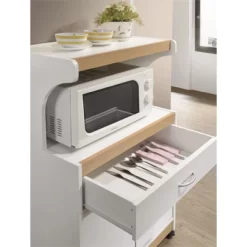 Microwave Kitchen Cart In White - Hodedah -Baxton Studio Store GUEST 90be18f6 ffdd 4d6a b347 709078d4b966