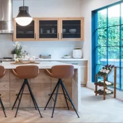 Life Story MyWinebar 9 Bottle Wine Holder Wood Frame Floor Storage Rack Display Stand With Tilted Top Shelf And 2 Flat Display Shelves -Baxton Studio Store GUEST 90d36319 bd72 4ace 8209 ef477f28be1a