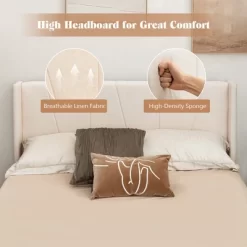 Costway Full/Queen Size Upholstered Bed Frame With Elastic Pockets Mattress Foundation Beige 19 Costway Full/Queen Size Upholstered Bed Frame With Elastic Pockets Mattress Foundation Beige -Baxton Studio Store GUEST 913b5a7f 2cb5 4e08 b8e9 fa5ae82771b2