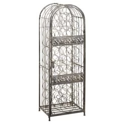 HOMCOM 45 Bottle Wrought Iron Wine Rack Jail With Lock - Antique Bronze -Baxton Studio Store GUEST 91788c22 4897 4c86 ae6c fe3638e1f480