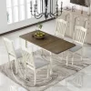 5 PCS Mid-Century Extendable Dining Table Set With 15inch Butterfly Leaf And 4 Upholstered Chairs-ModernLuxe