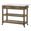 Hadley Kitchen Cart Island With Drop Down Shelf Barnwood - Boraam