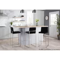 Set Of 2 Fuji High Back Stainless Steel/Velvet Barstools - LumiSource -Baxton Studio Store GUEST 9238c8bd 6c67 4c1d 9376 4bc4b3b7b901