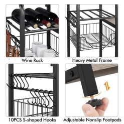 Yaheetech 4-Tier 55" Kitchen Baker's Rack With Power Outlet -Baxton Studio Store GUEST 92f9dab6 4f04 456a bd17 6341a673e594
