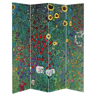 Klimt Fine Art Double Sided Room Divider Tannenwald And Farm Garden - Oriental Furniture 3 Klimt Fine Art Double Sided Room Divider Tannenwald And Farm Garden - Oriental Furniture - Image 2