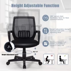 Costway Mid-Back Office Executive Chair Mesh Chair Height Adjustable W/ Lumbar Support -Baxton Studio Store GUEST 93f620a3 7155 4a21 ac94 5bd37de14bd7